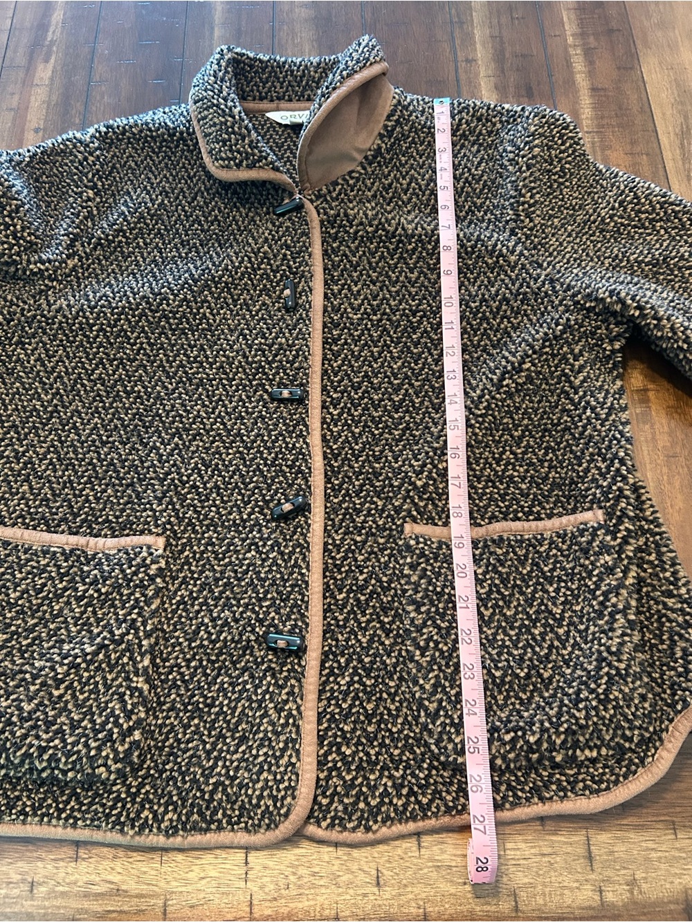 Orvis Tweed-Style Bouclé Jacket with Tan Trim XL - Picture 8 of 8
